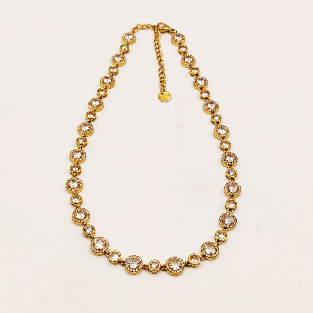 Collier Multi Cercles Cristaux Tour Cristaux Luxe