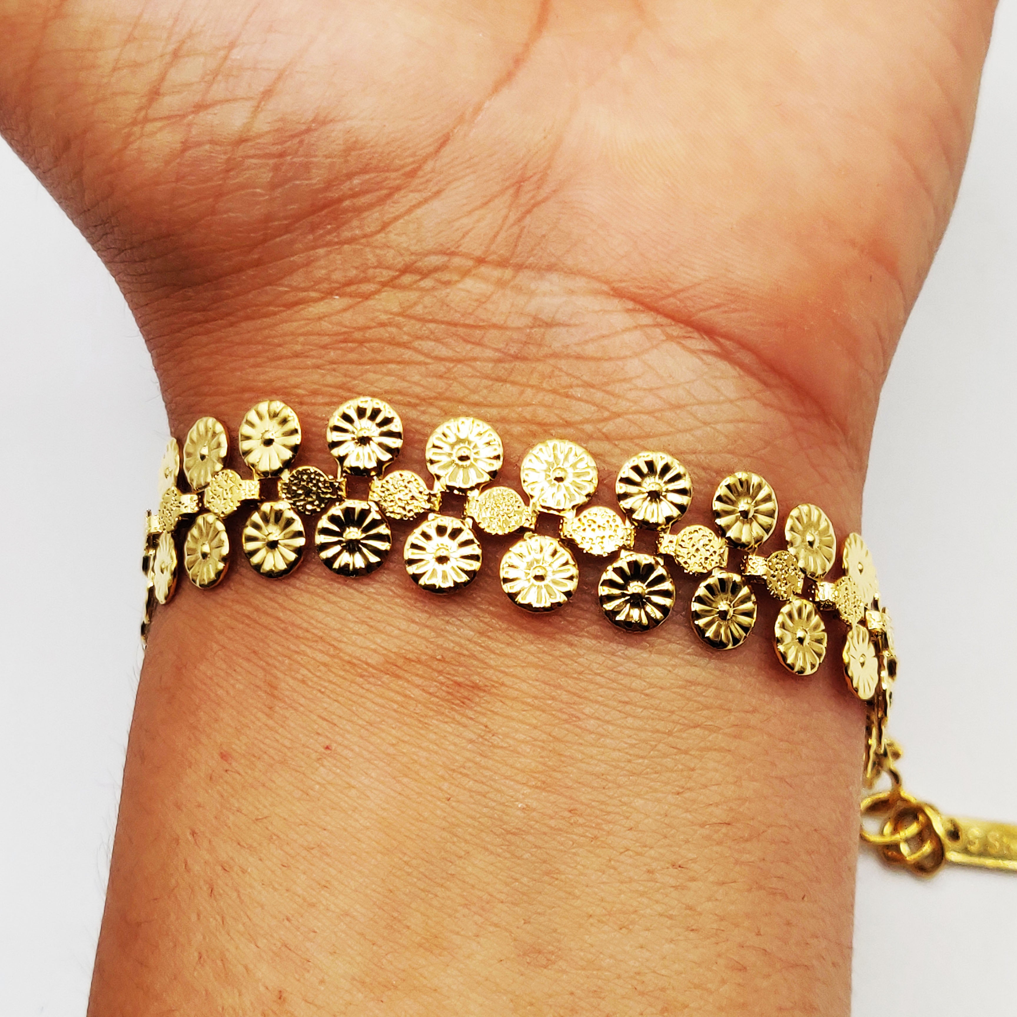 Bracelet Double Lignes Multi Fleurs Luxe