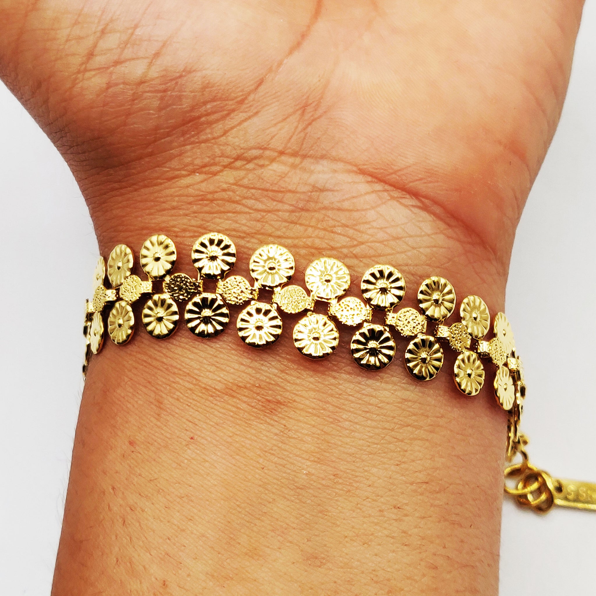 Bracelet Double Lignes Multi Fleurs Luxe
