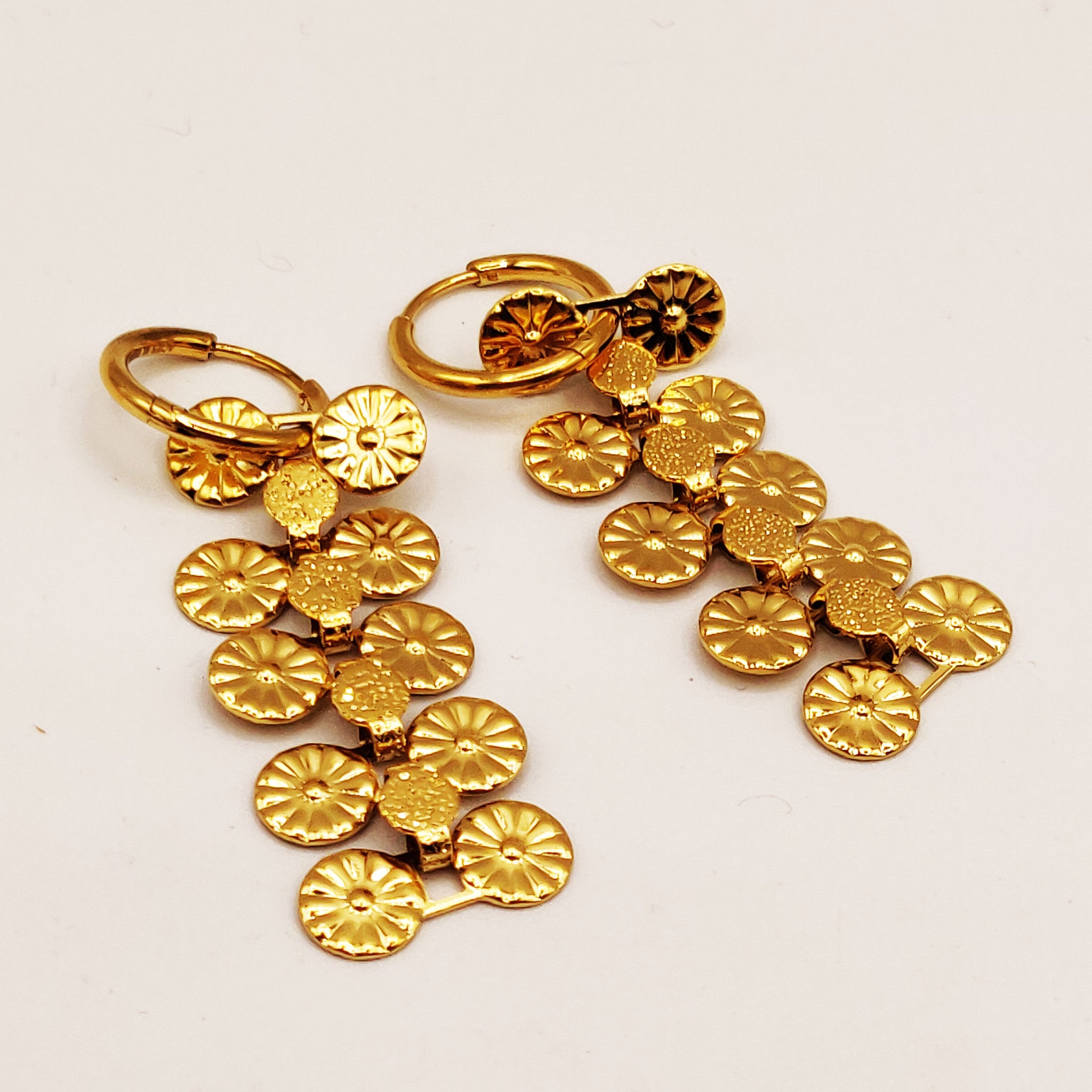 Boucles d'oreilles Double Lignes Multi Fleurs Luxe