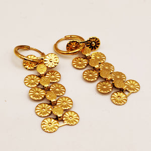 Boucles d'oreilles Double Lignes Multi Fleurs Luxe