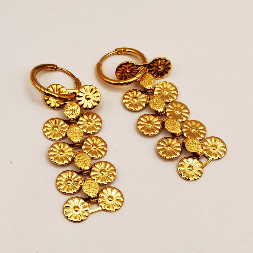 Boucles d'oreilles Double Lignes Multi Fleurs Luxe