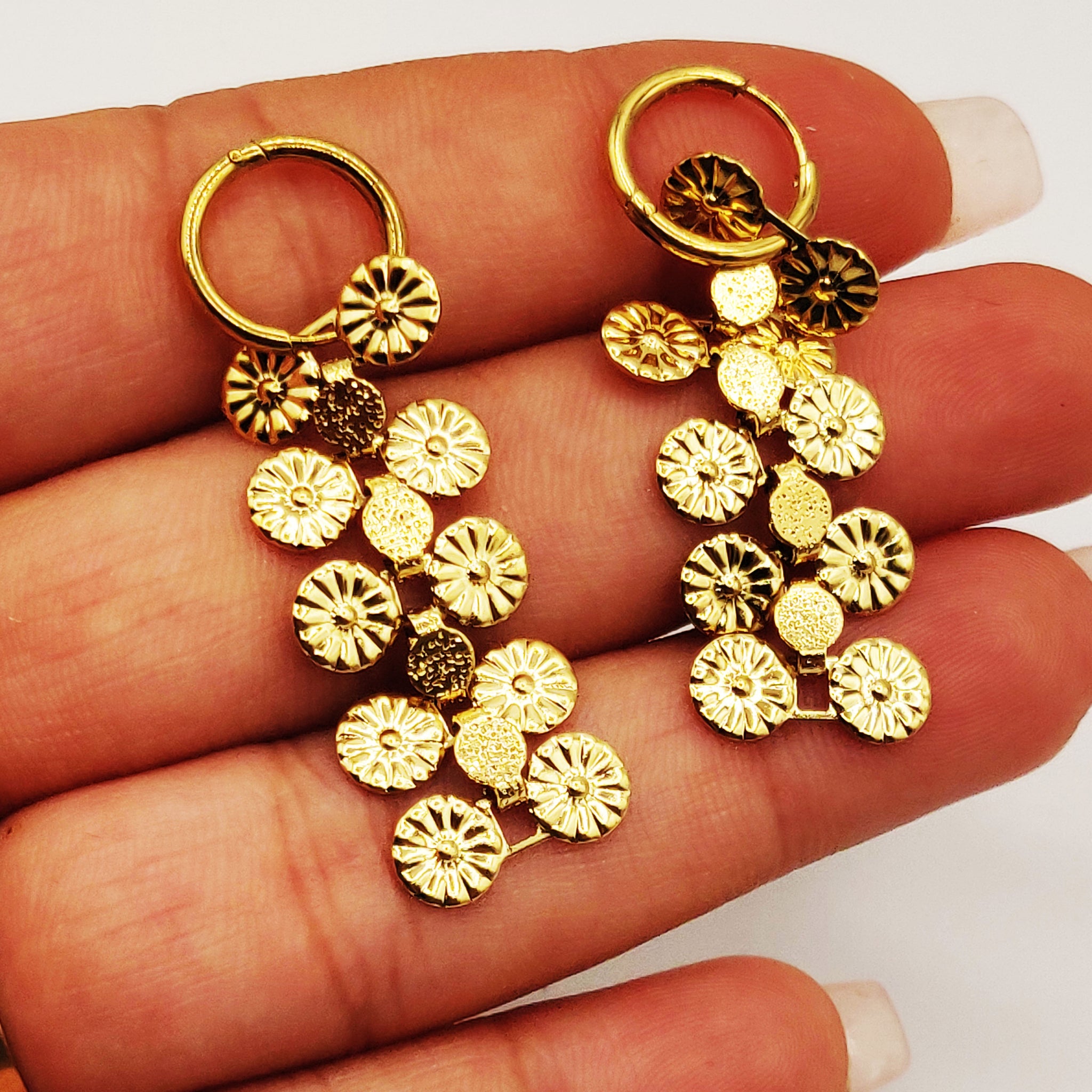 Boucles d'oreilles Double Lignes Multi Fleurs Luxe