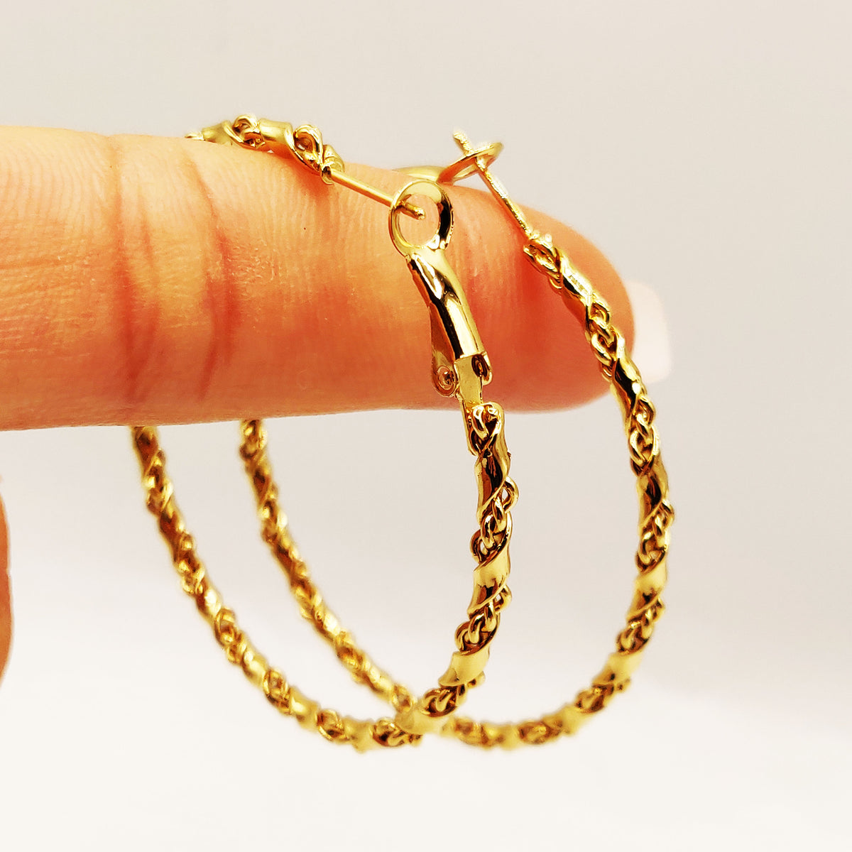 Boucles d'oreilles Anneaux Chaînes Torsadées