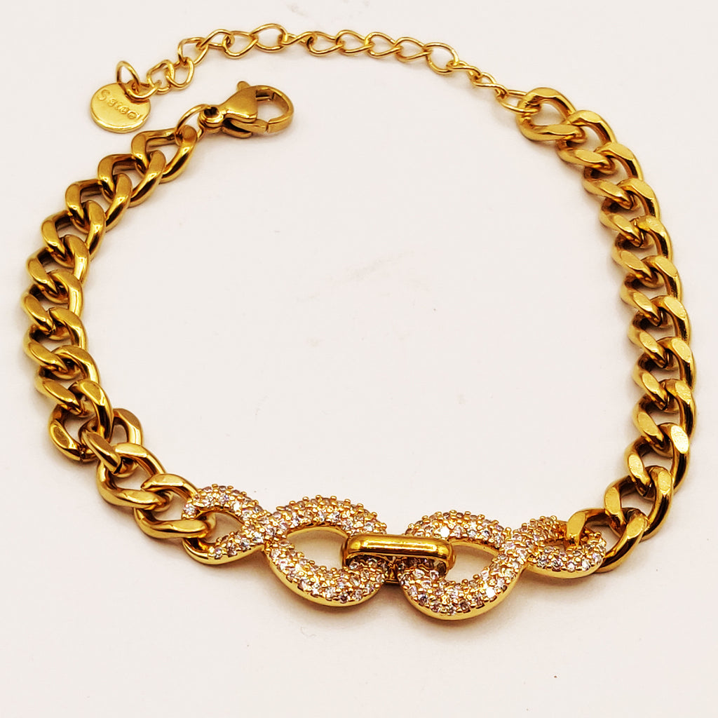 Bracelet Chaîne Double Infinity Cristaux