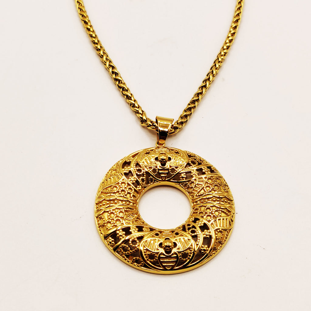 Collier Torsade Cercle Motifs Trèfles Orientaux Luxe