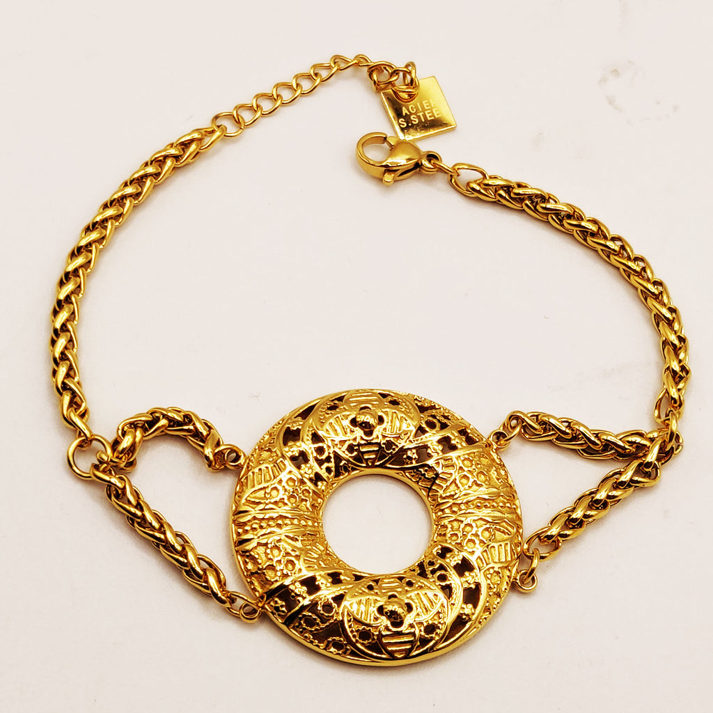 Bracelet Torsade Cercle Motifs Trèfles Orientaux Luxe