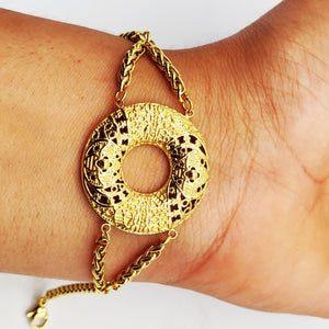Bracelet Torsade Cercle Motifs Trèfles Orientaux Luxe
