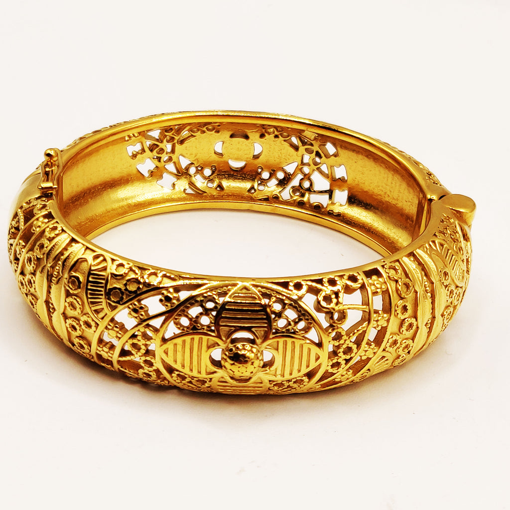 Bracelet Rigide Motifs Trèfles orientaux Luxe