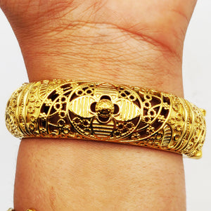 Bracelet Rigide Motifs Trèfles orientaux Luxe