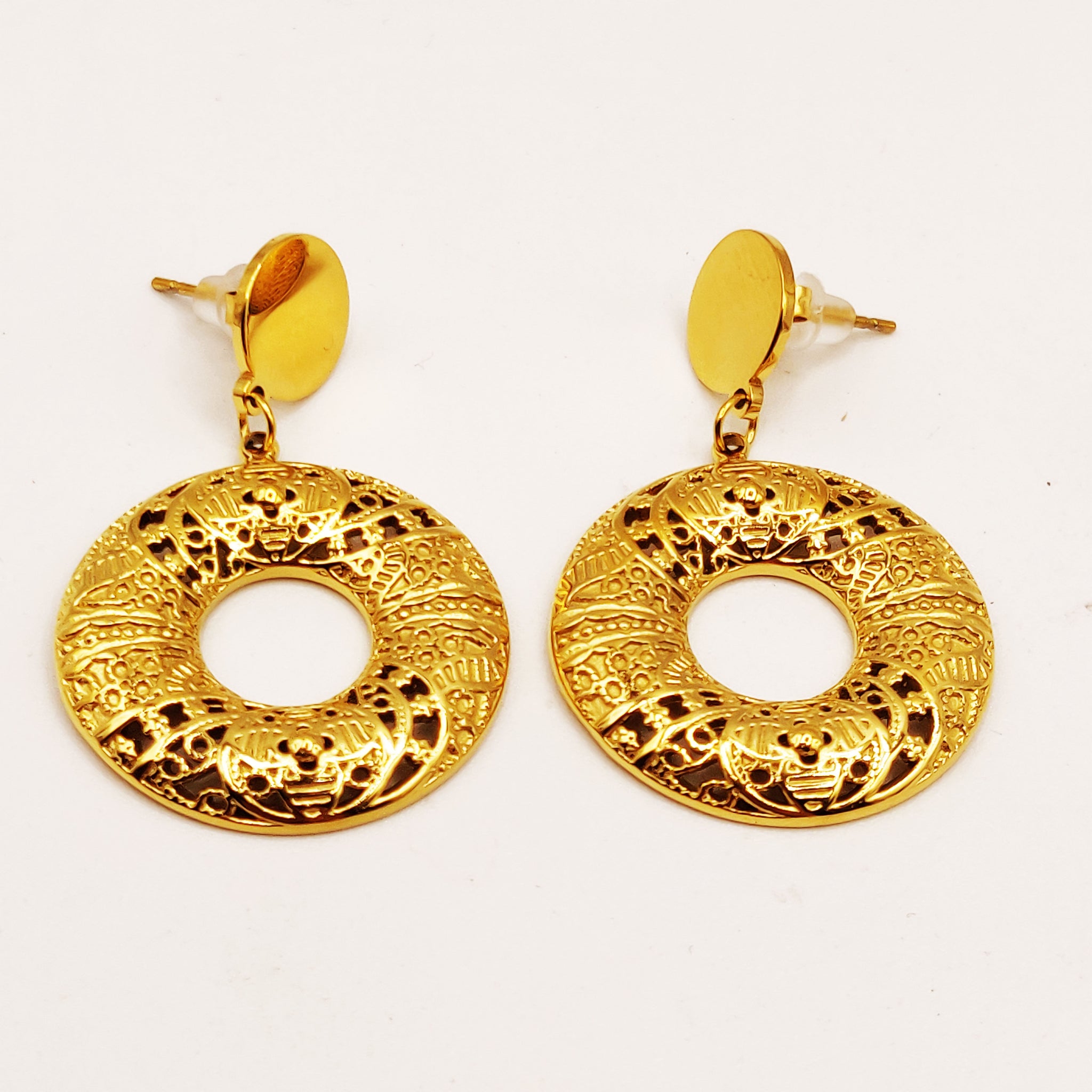 Boucles d'oreilles Torsade Cercle Motifs Trèfles Orientaux Luxe