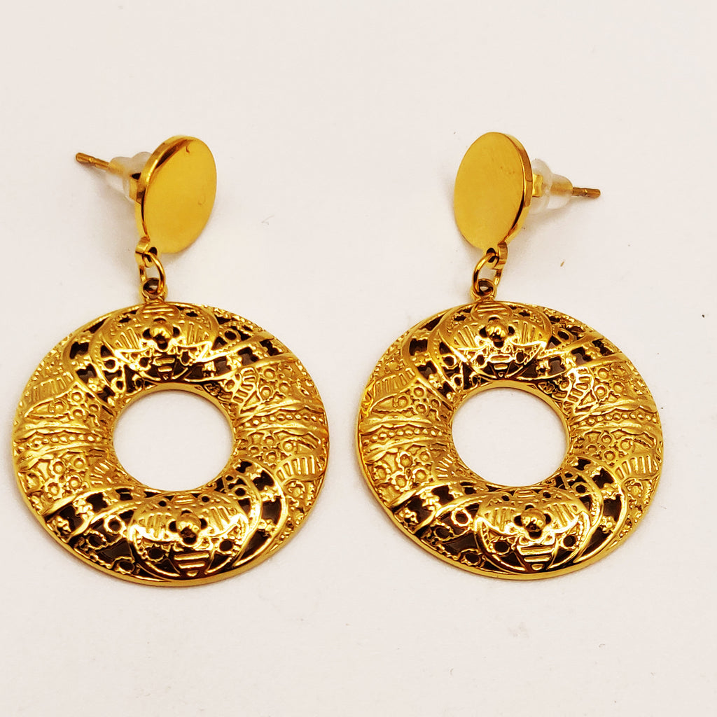 Boucles d'oreilles Torsade Cercle Motifs Trèfles Orientaux Luxe