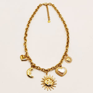 Collier Chaîne Bibelots Soleil et Lune Luxe
