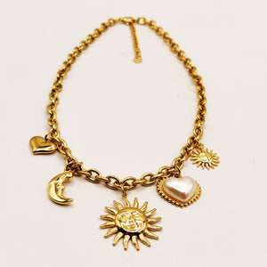 Collier Chaîne Bibelots Soleil et Lune Luxe