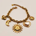 Bracelet Chaîne Bibelots Soleil et Lune Luxe