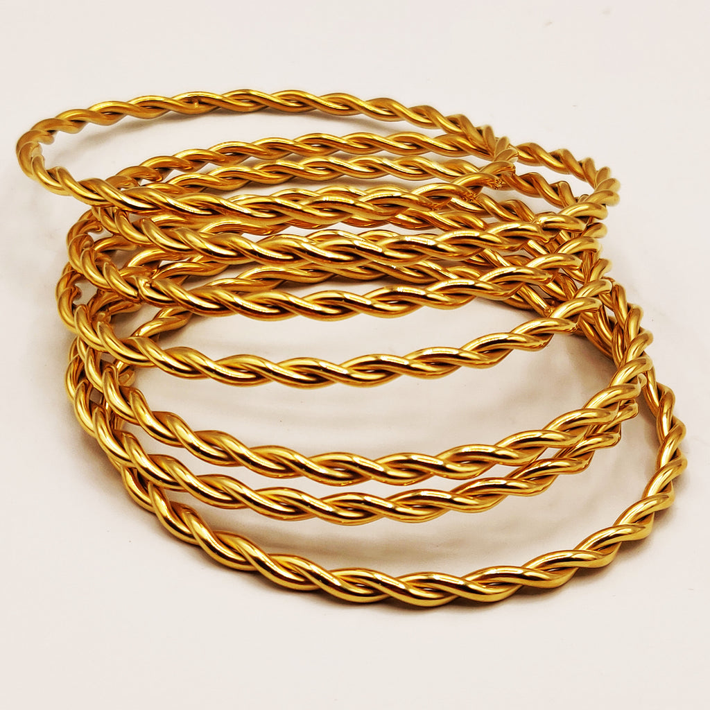 7 Bracelets Rigides Torsades Allongées Luxe