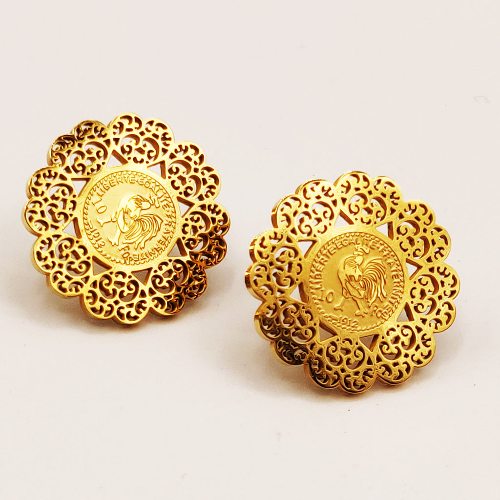 Boucles d'oreilles Torsade Louise Coq Tour Coeurs Orientaux Luxe