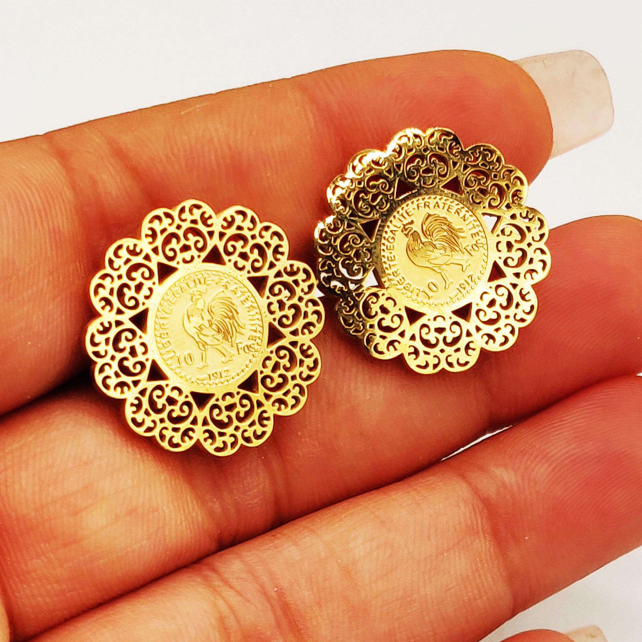 Boucles d'oreilles Torsade Louise Coq Tour Coeurs Orientaux Luxe