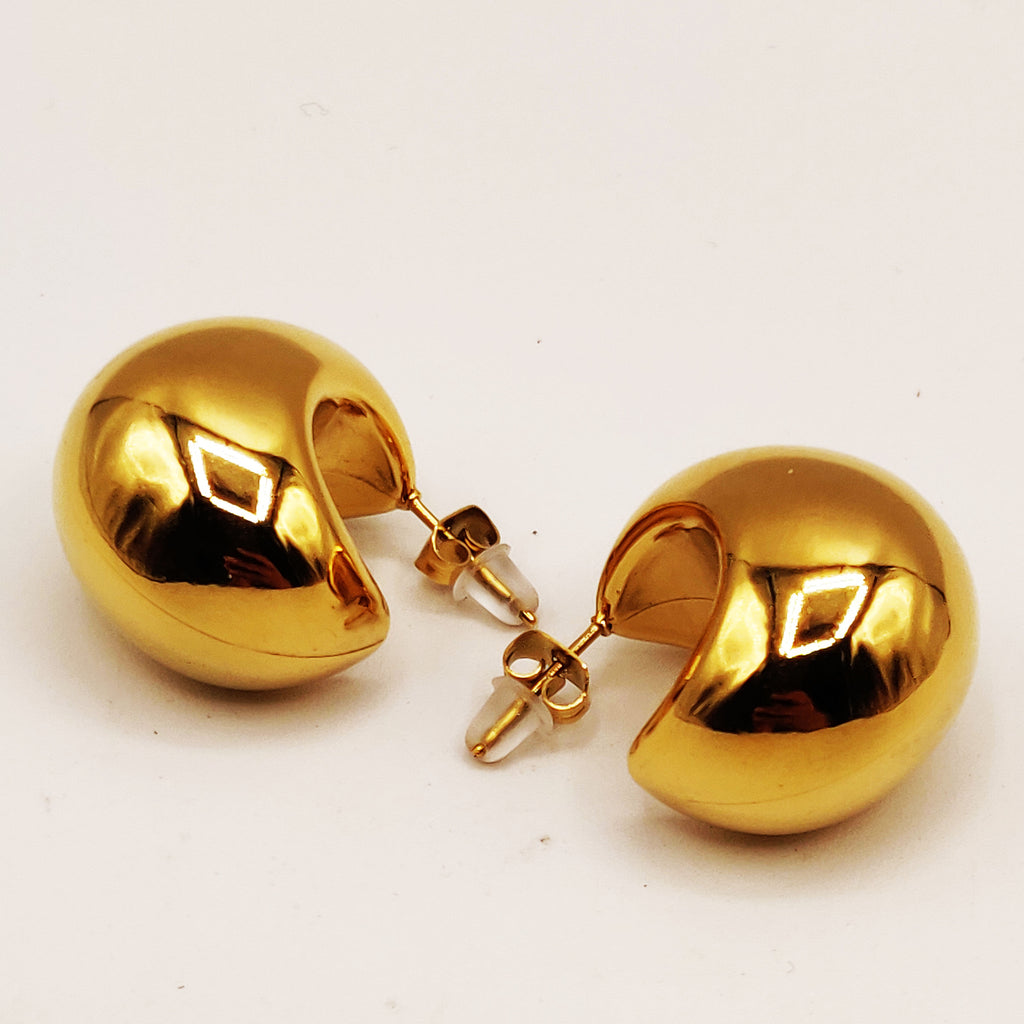 Boucles d'oreilles Croissant de Lune Bombées Luxe