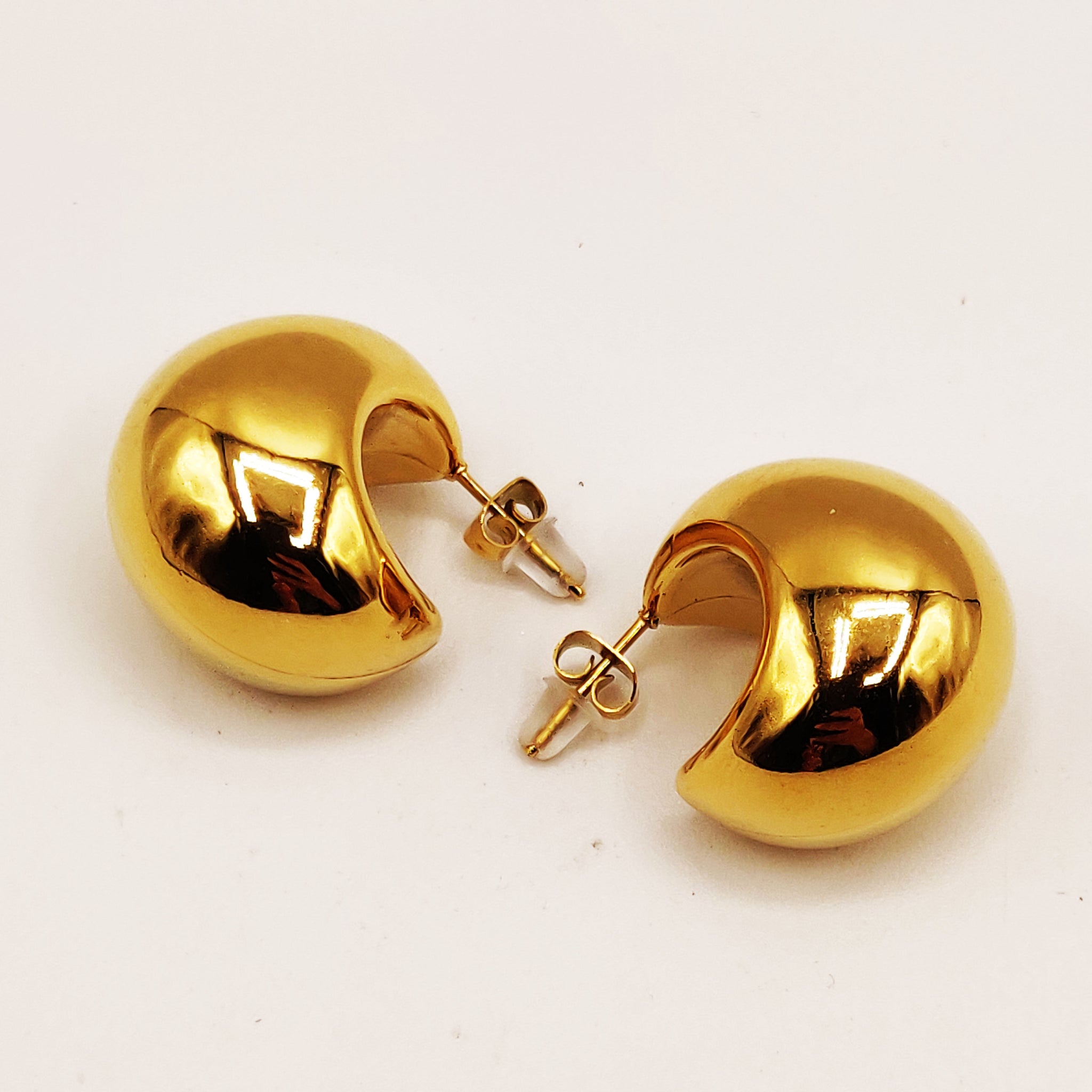 Boucles d'oreilles Croissant de Lune Bombées Luxe