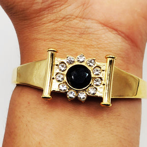 Bracelet Rigide Barres Grand Soleil Bleu Tour Cristaux