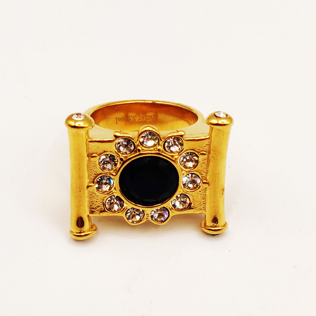 Bague Barres Grand Soleil Bleu Tour Cristaux