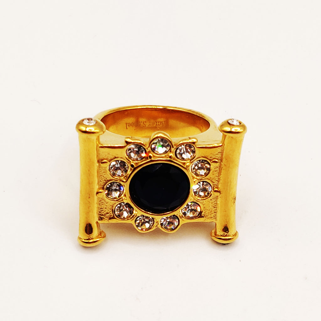 Bague Barres Grand Soleil Bleu Tour Cristaux