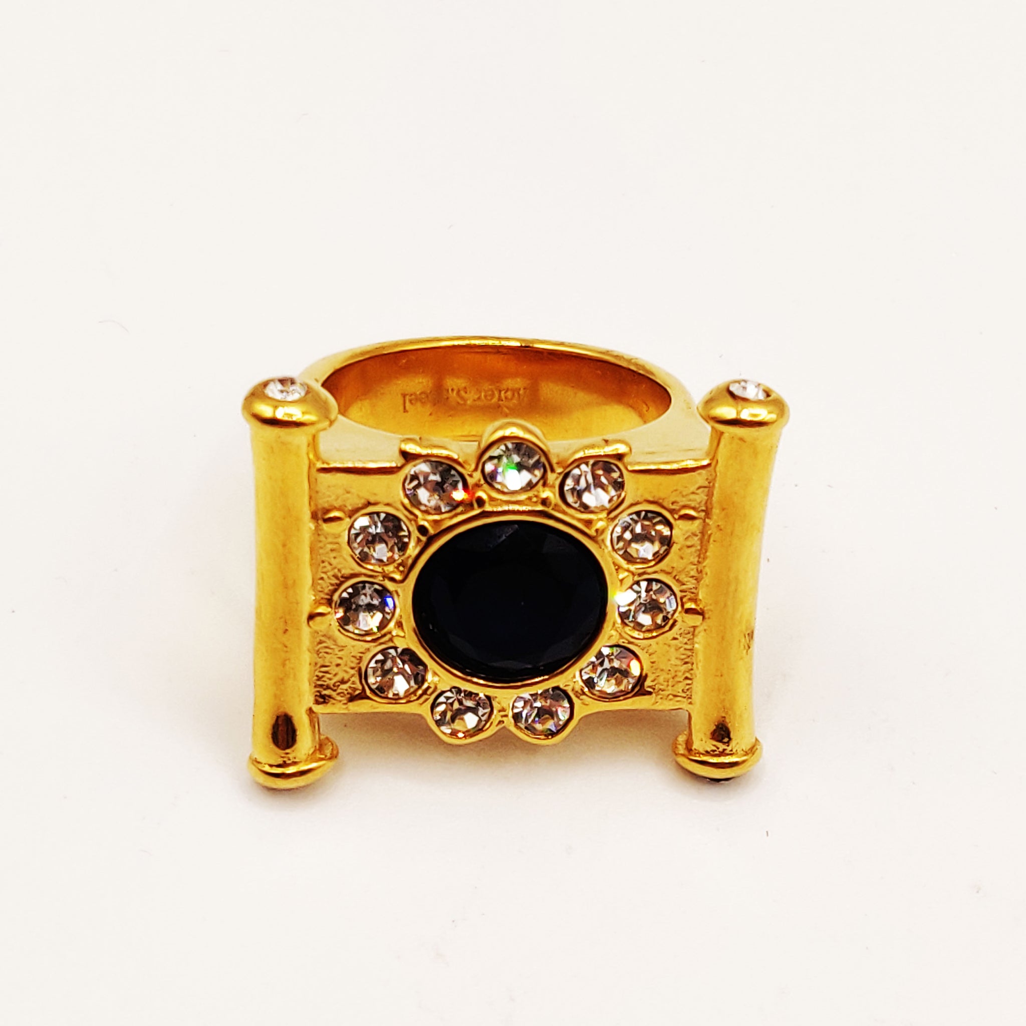 Bague Barres Grand Soleil Bleu Tour Cristaux