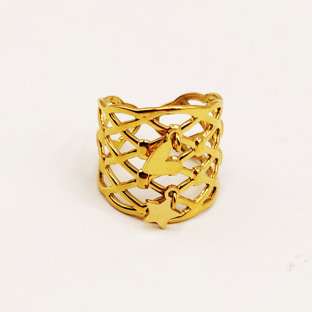 Bague Filet Coeur et Étoile