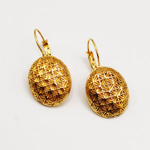 Boucles d'oreilles Torsade Pendentif Ovale Oriental Premium Luxe