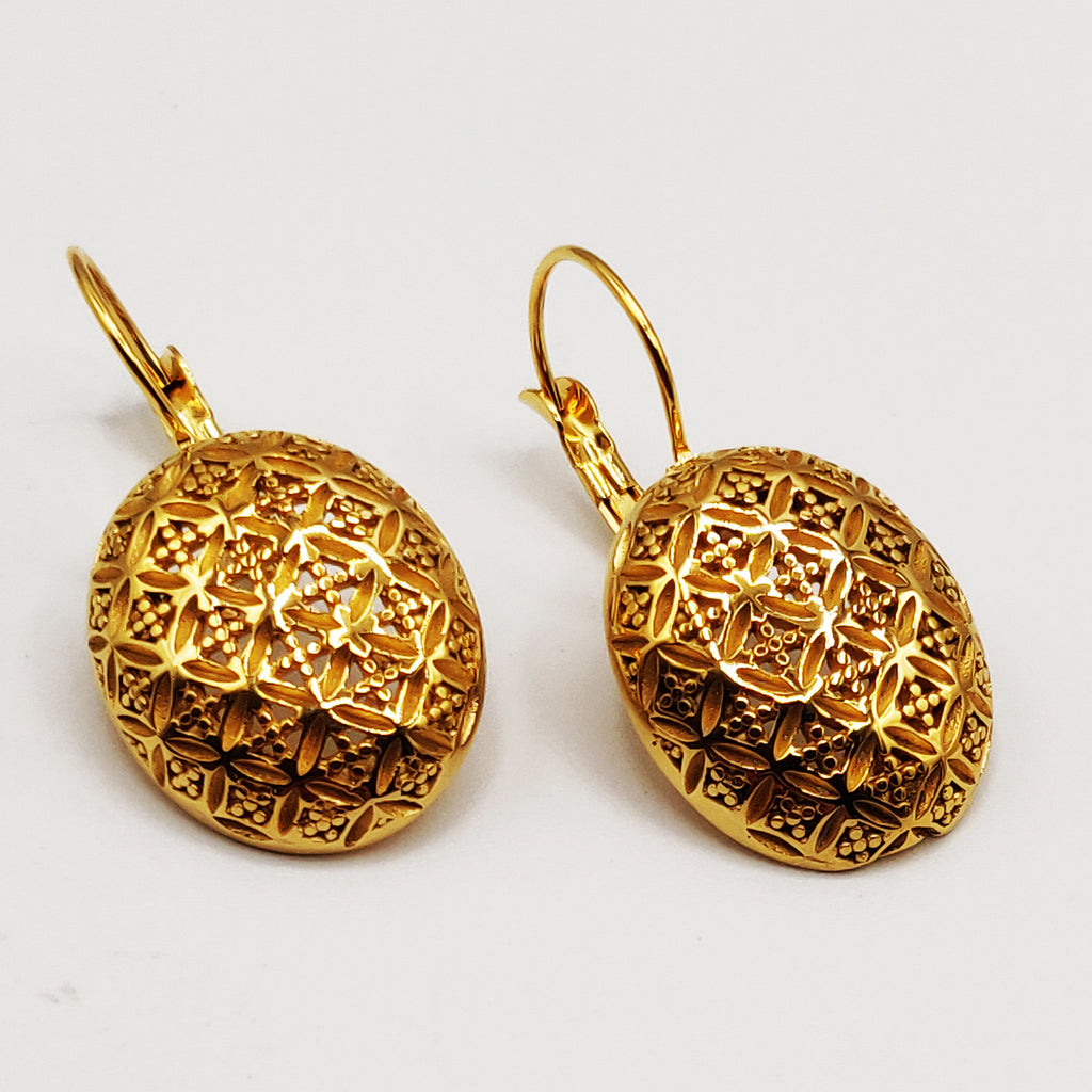 Boucles d'oreilles Torsade Pendentif Ovale Oriental Premium Luxe