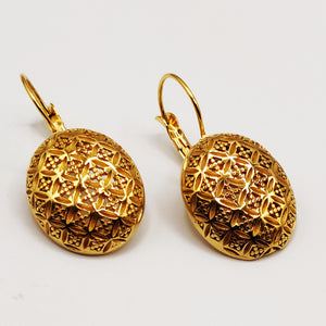Boucles d'oreilles Torsade Pendentif Ovale Oriental Premium Luxe