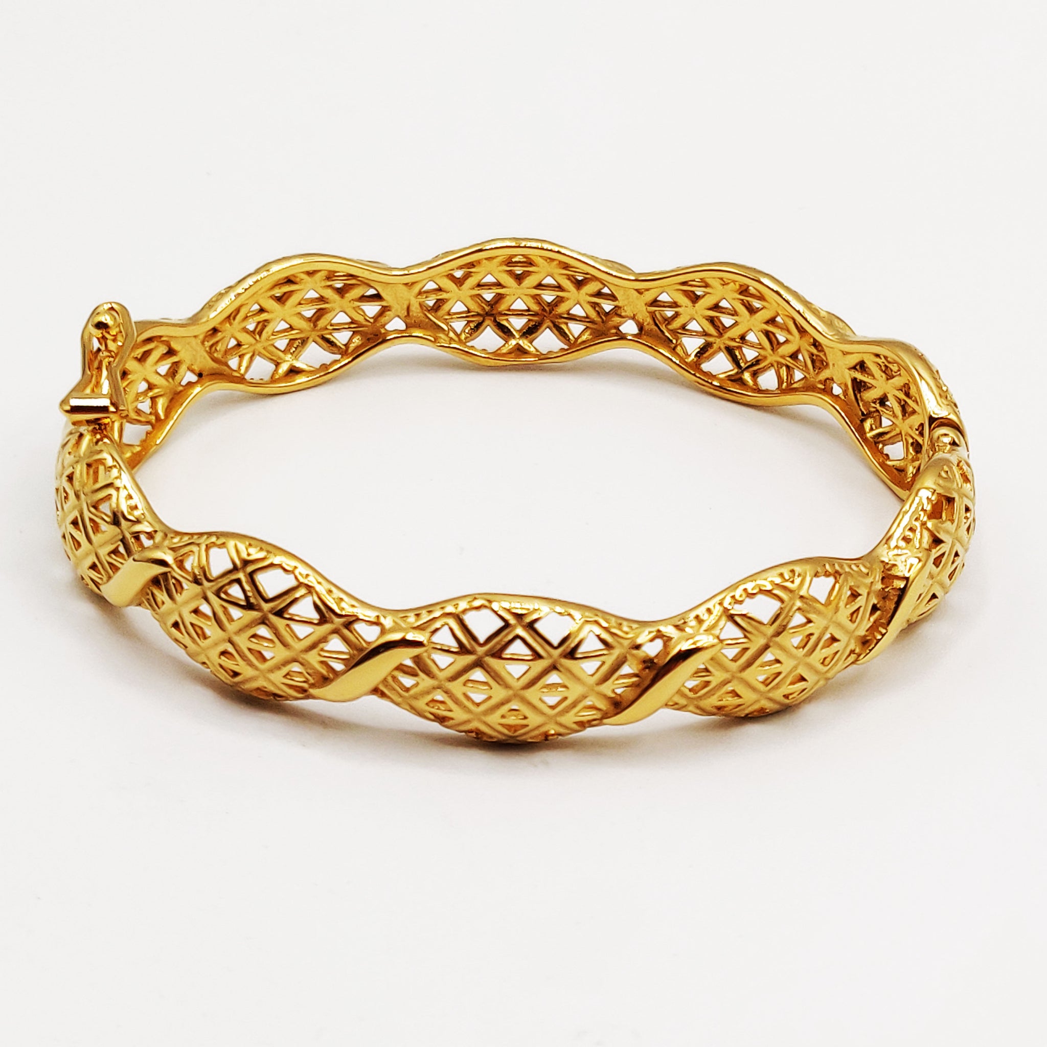 Bracelet Rigide Vagues Motifs Losanges Orientaux Premium Luxe