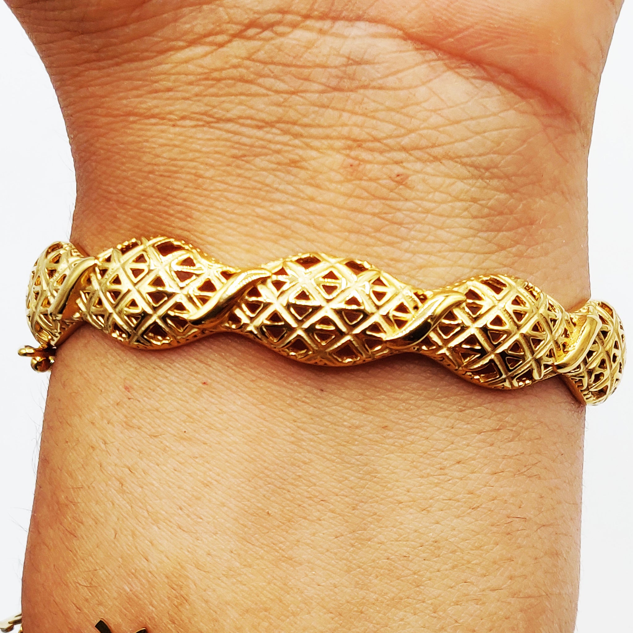 Bracelet Rigide Vagues Motifs Losanges Orientaux Premium Luxe