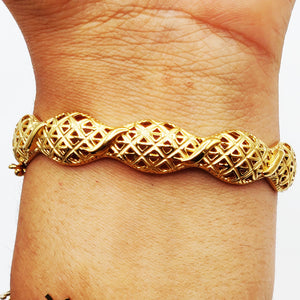 Bracelet Rigide Vagues Motifs Losanges Orientaux Premium Luxe