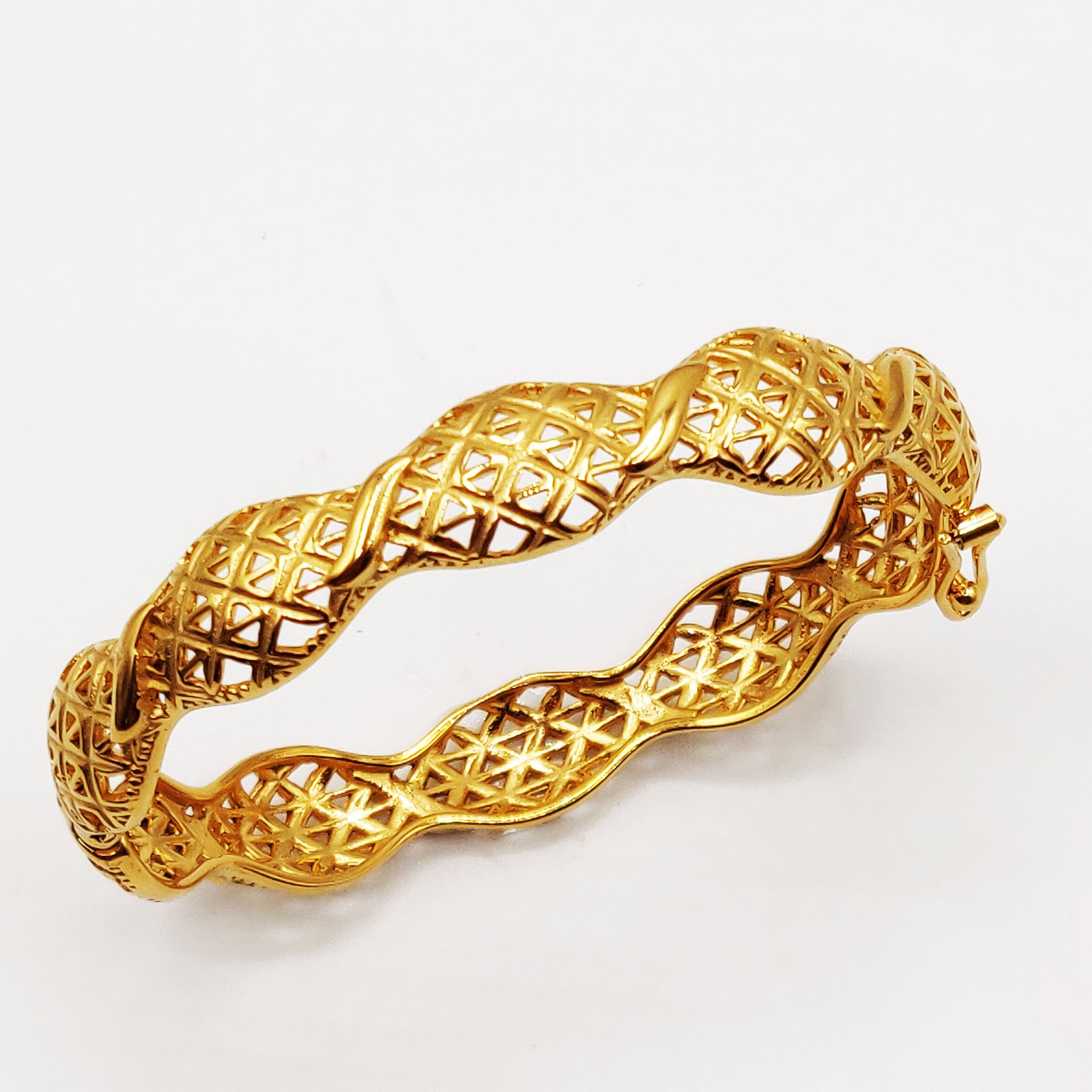 Bracelet Rigide Vagues Motifs Losanges Orientaux Premium Luxe