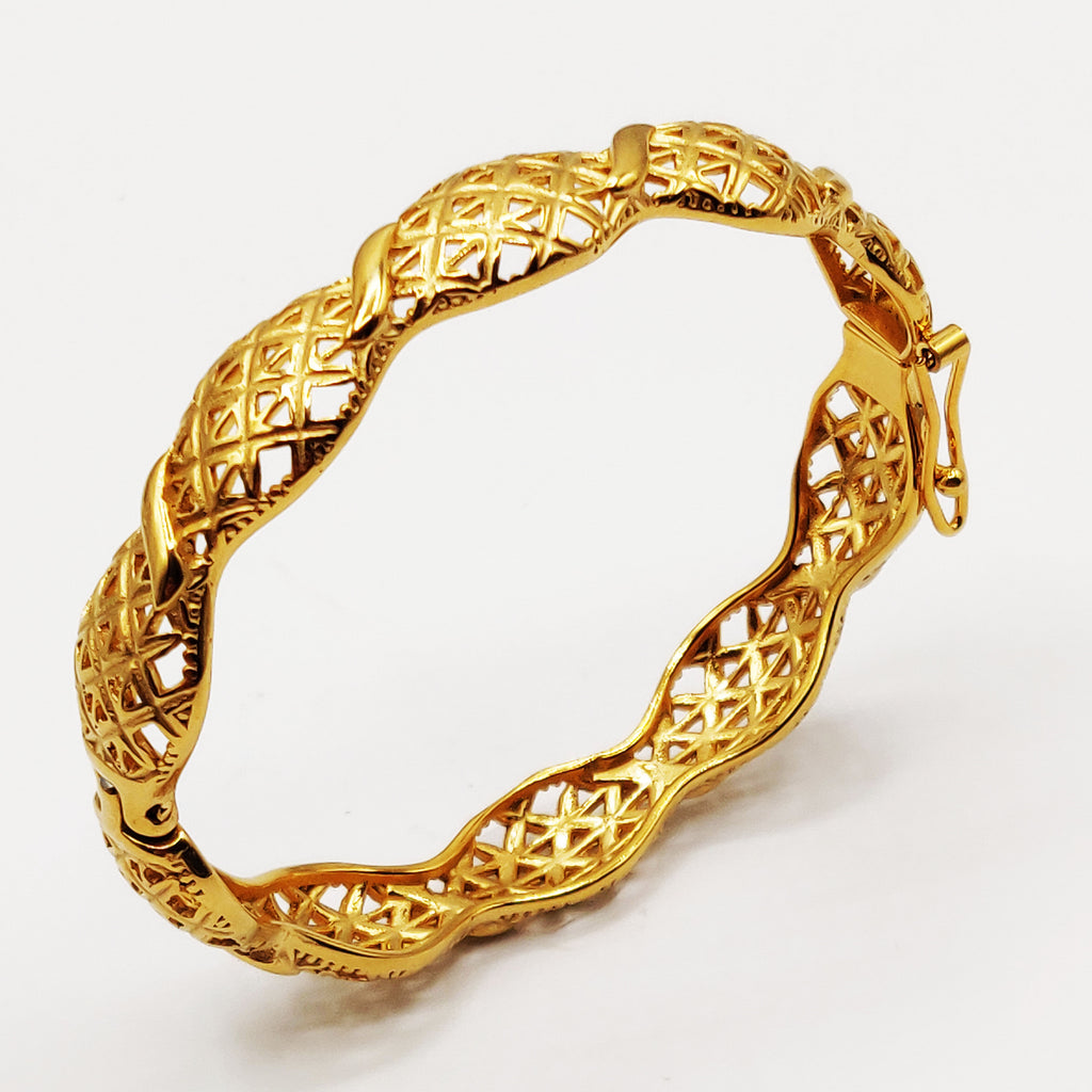 Bracelet Rigide Vagues Motifs Losanges Orientaux Premium Luxe