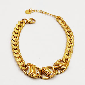 Bracelet Tresse Resserrée Pendentifs Ovales Orientaux Luxe