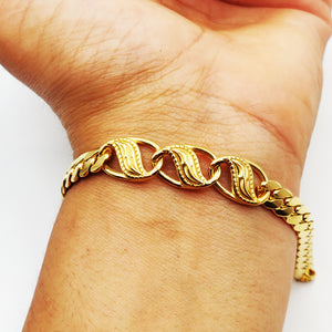 Bracelet Tresse Resserrée Pendentifs Ovales Orientaux Luxe