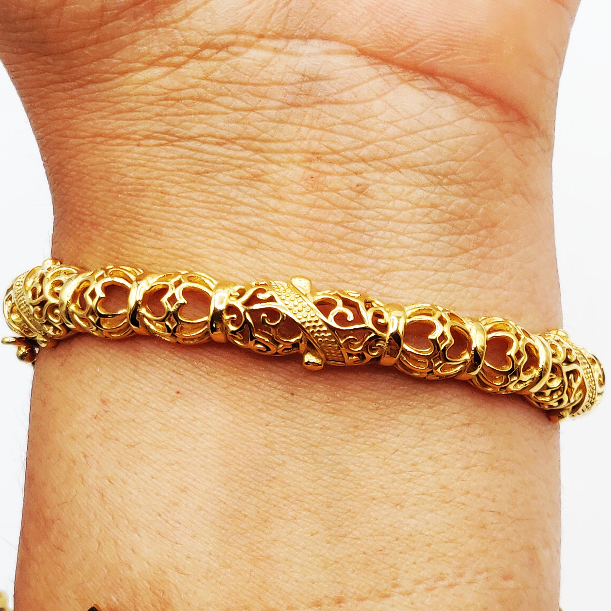Bracelet Rigide Boules Motifs Orientaux Luxe