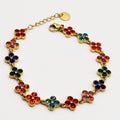 Bracelet Multi Trèfles Cristaux Multicolores Luxe