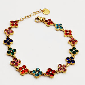 Bracelet Multi Trèfles Cristaux Multicolores Luxe