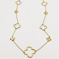 Collier / Sautoir Multi Trèfles Creux et Dorés