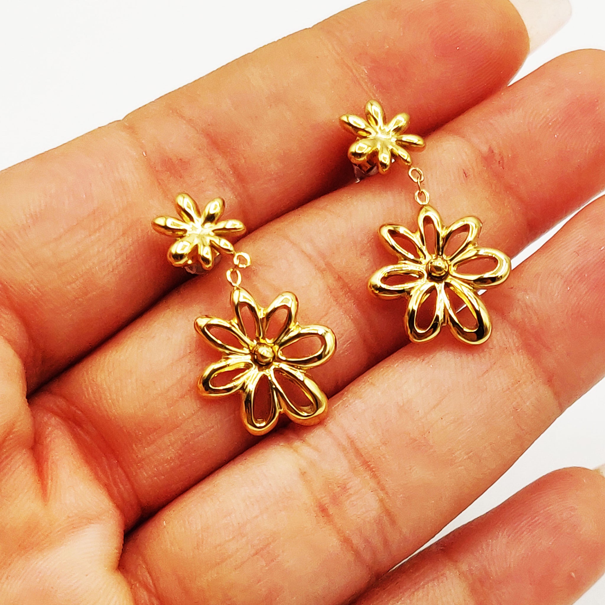Boucles d'oreilles Multi Fleurs Creuses Luxe