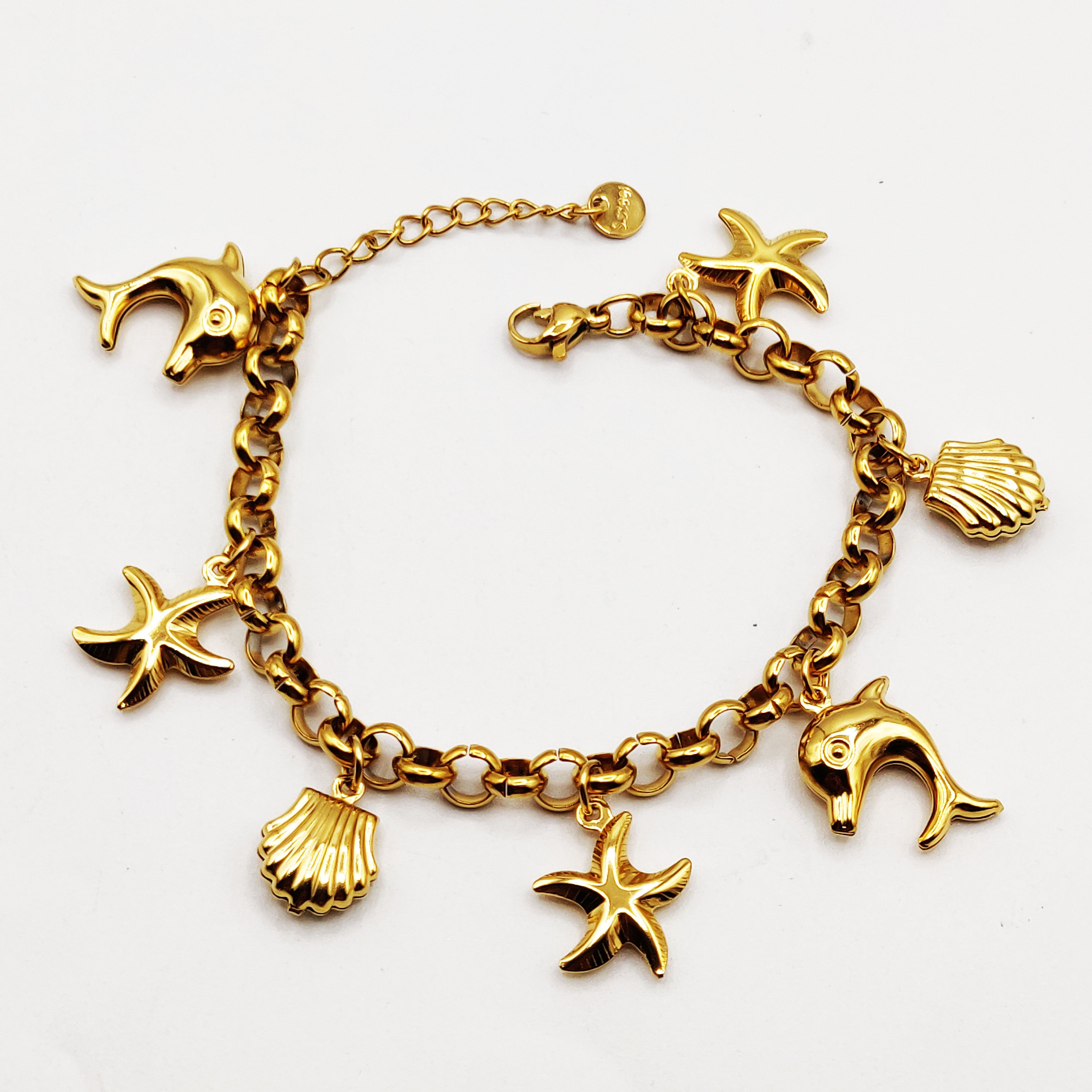 Bracelet Chaîne Bibelots Dauphins et Coquillages Luxe