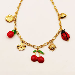 Collier Chaîne Bibelots Cerises et Soleils Luxe
