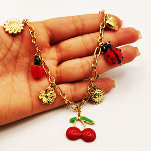 Collier Chaîne Bibelots Cerises et Soleils Luxe