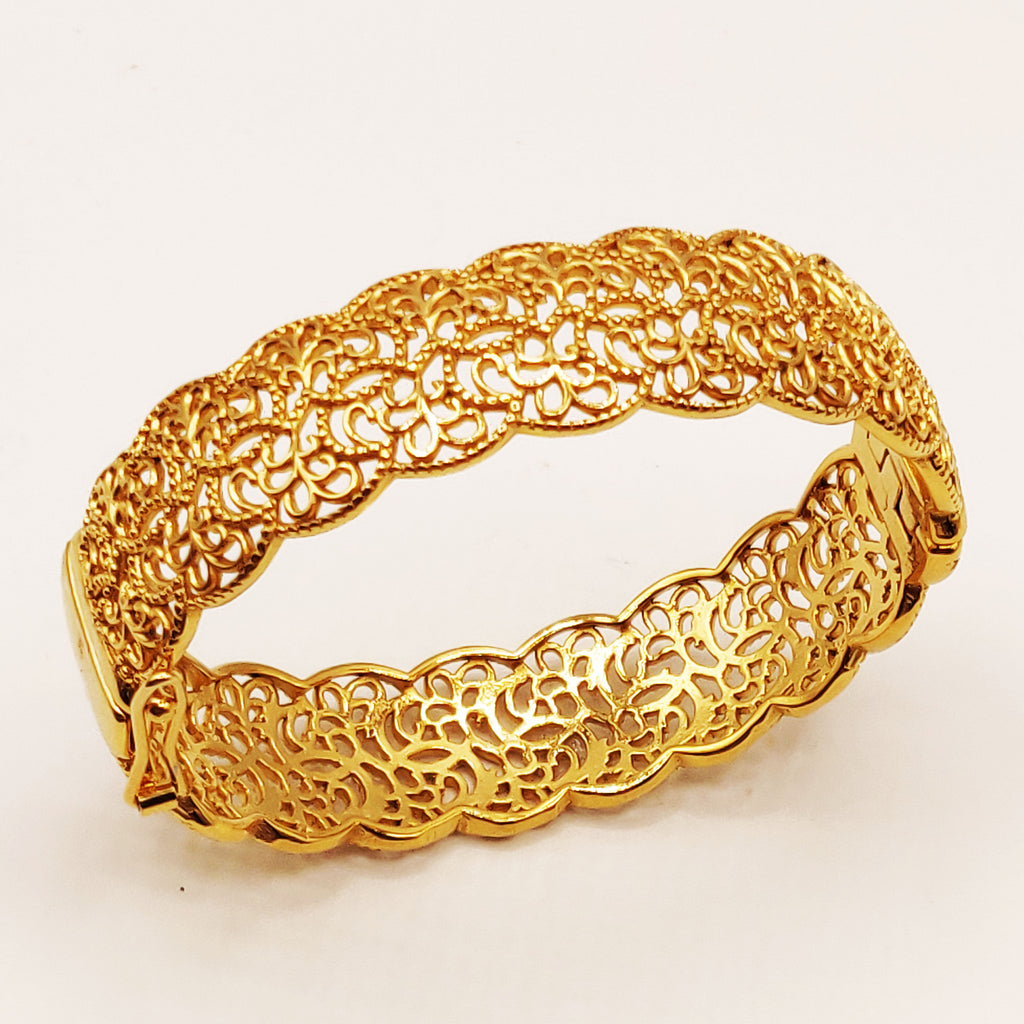 Bracelet Rigide Motifs Orientaux Luxe Mini Perles d'imitation Dorées
