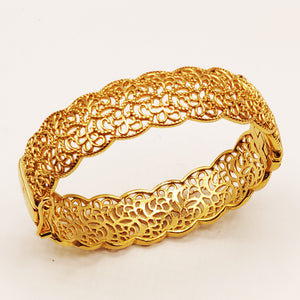 Bracelet Rigide Motifs Orientaux Luxe Mini Perles d'imitation Dorées