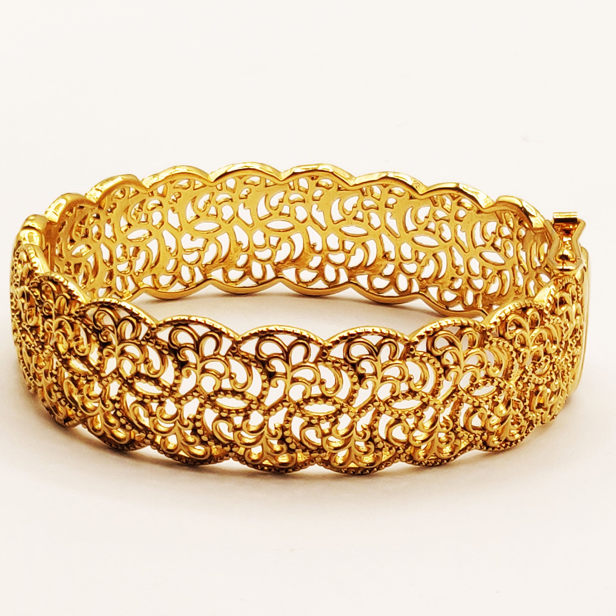 Bracelet Rigide Motifs Orientaux Luxe Mini Perles d'imitation Dorées